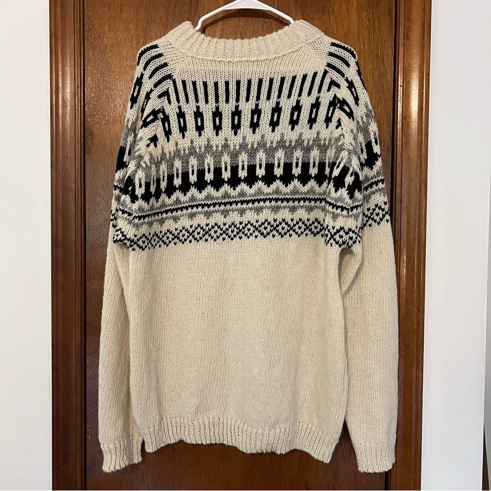 Icelandic lopapeysa Wool Knit Sweater - Handmade in Iceland 100% Wool Mens L - Picture 7 of 10